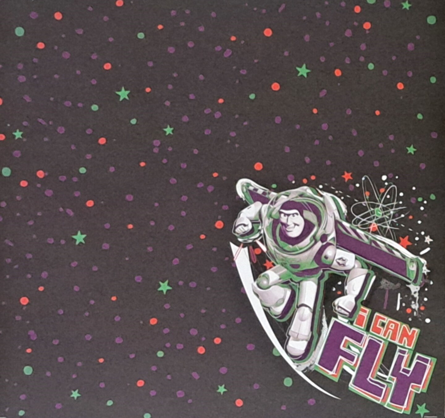 Disney Pixar Buzz Lightyear I Can Fly 12x12 Scrapbook Paper
