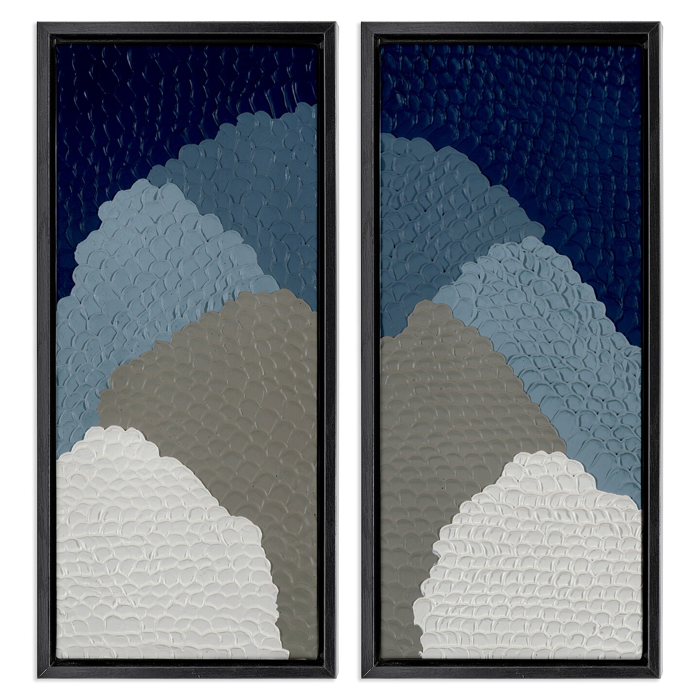 Stupell Industries Textured Blue Abstract Mountains 2 pc Framed Floater Canvas Wall Art Set Design by Ben Schneider