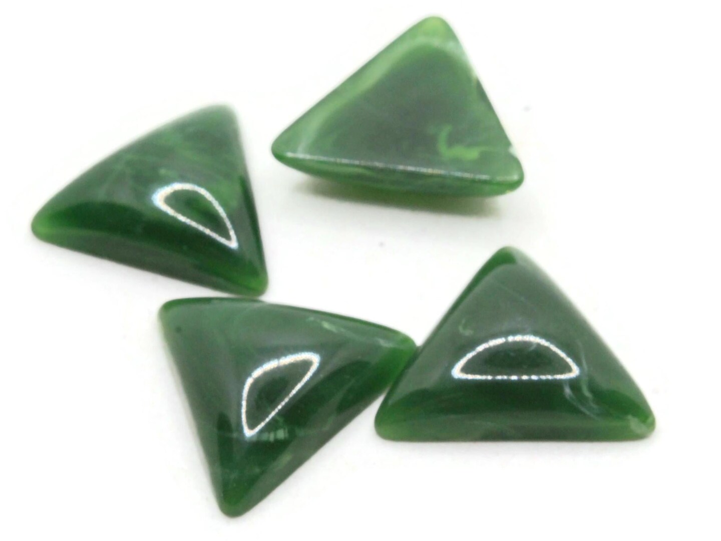4 23mm Green Triangle Vintage Lucite Plastic Cabochon