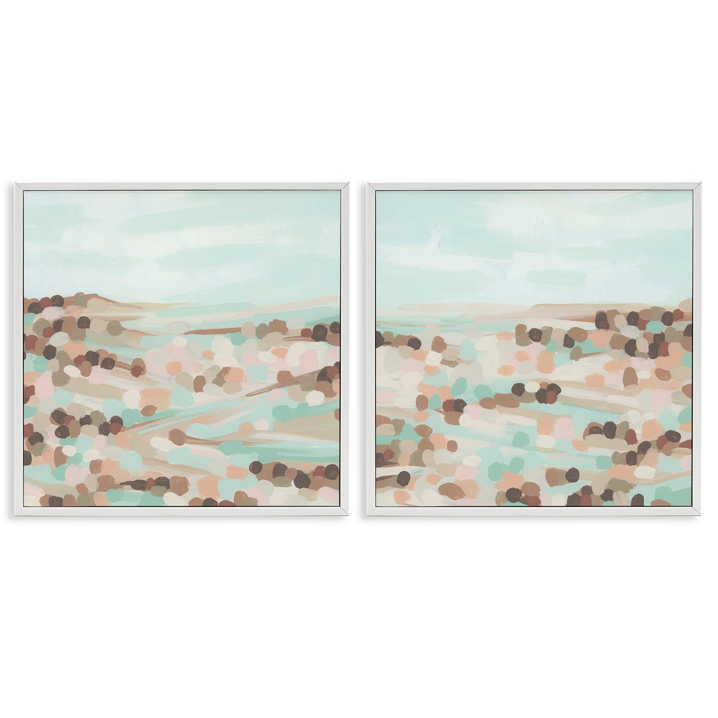 Stupell Industries Mint Pastel Abstract Vista 2 pc Framed Giclee Wall Art Set Design by June Erica Vess
