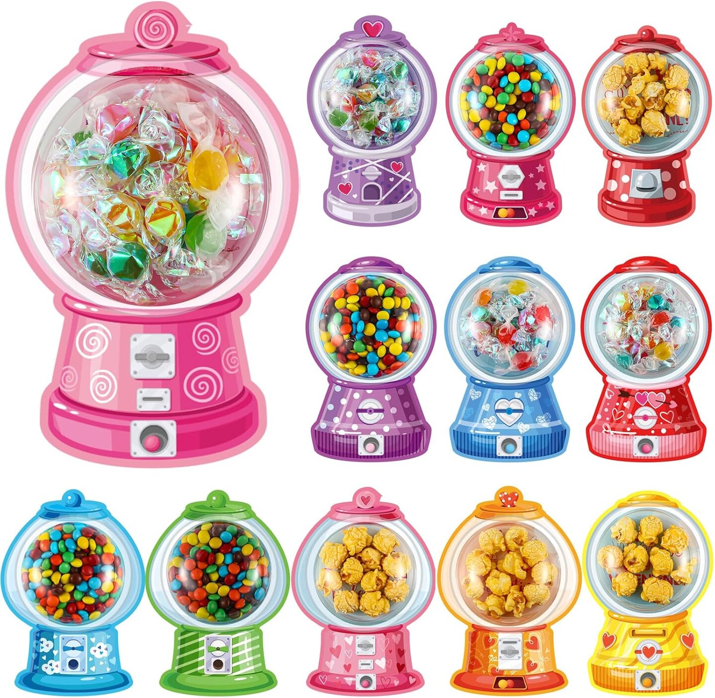 36 Pack Valentine Candy Cards with Plastic Domes Valentines Greeting Cards DIY Craft Treat Holder for Valentine's Day Classroom Gifts Exchange Party Favors(Bubble Gum Machine Style)