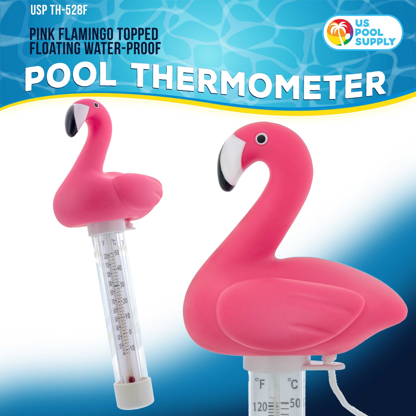 U.S. Pool Supply&#xAE; Floating Flamingo Thermometer - Easy to Read Temperature Display, Measures up to 120&#xB0; Fahrenheit &#x26; 50&#xB0; Celsius - Swimming Pools, Spas, Kids Pools