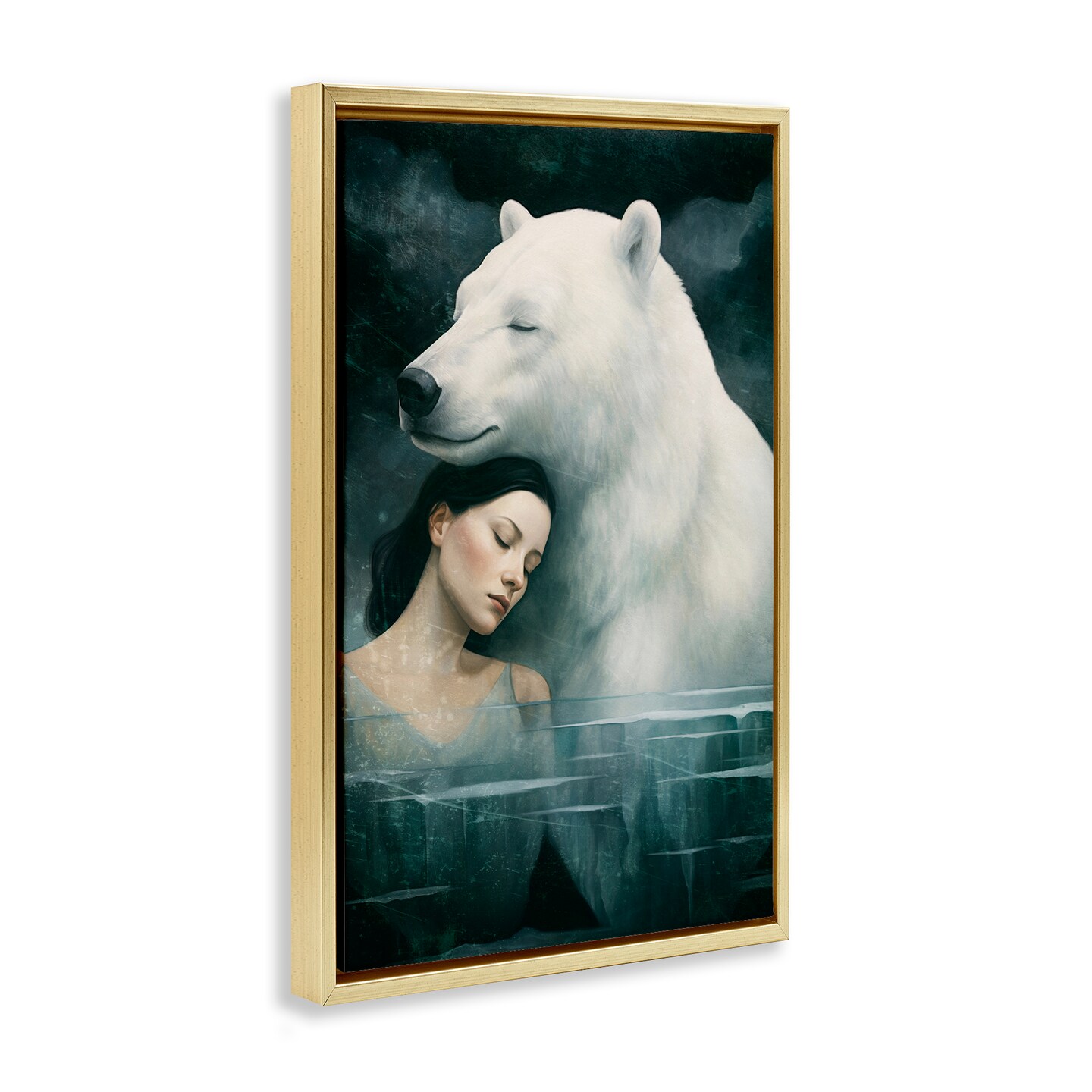 Stupell Industries Polar Bear & Woman Framed Floater Canvas Wall Art Design by Paula Belle Flores