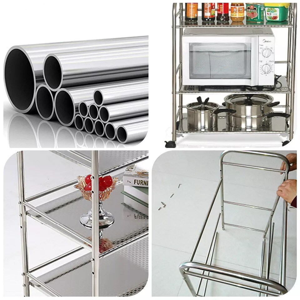 3 Tier Rolling Storage Rack Cart Kitchen Utility Cart Organizer Stand + 4 Wheels