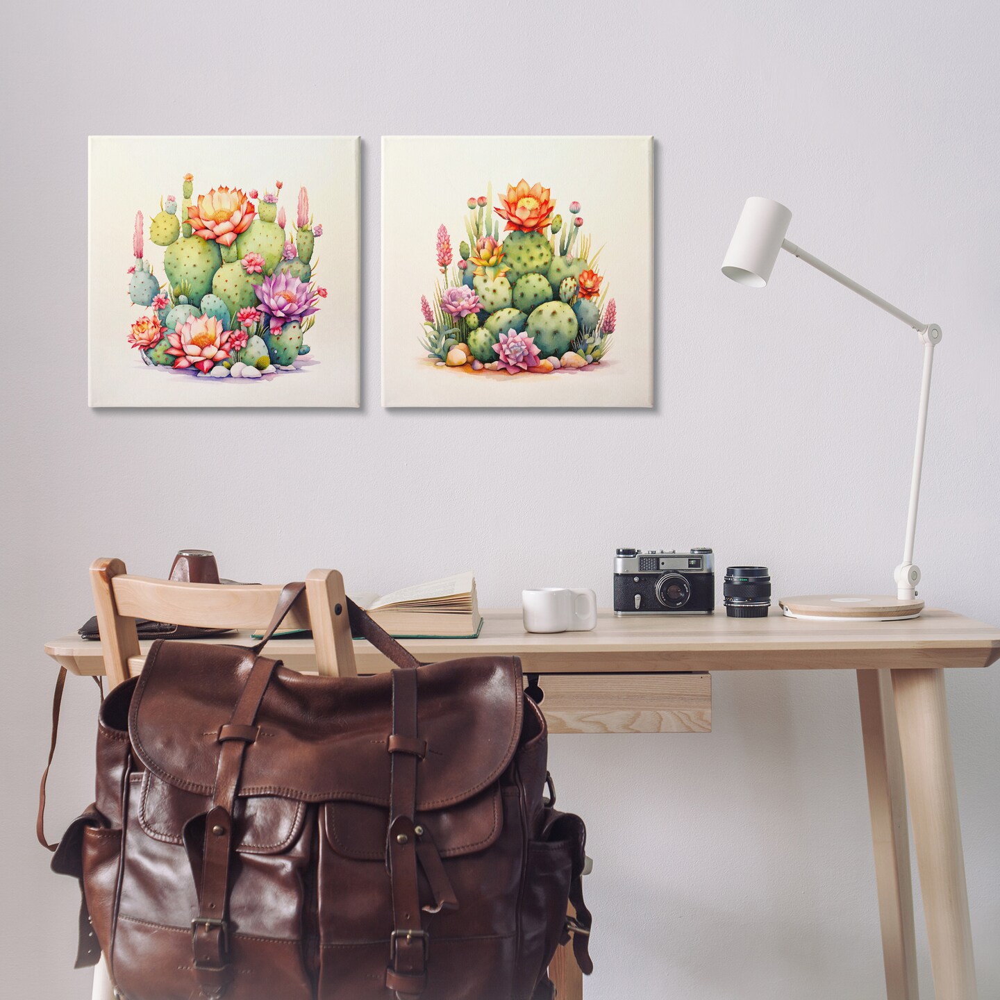 Stupell Industries Desert Spring Cactus Flowers 2 pc Canvas Wall Art Set Design by Andrea Haase