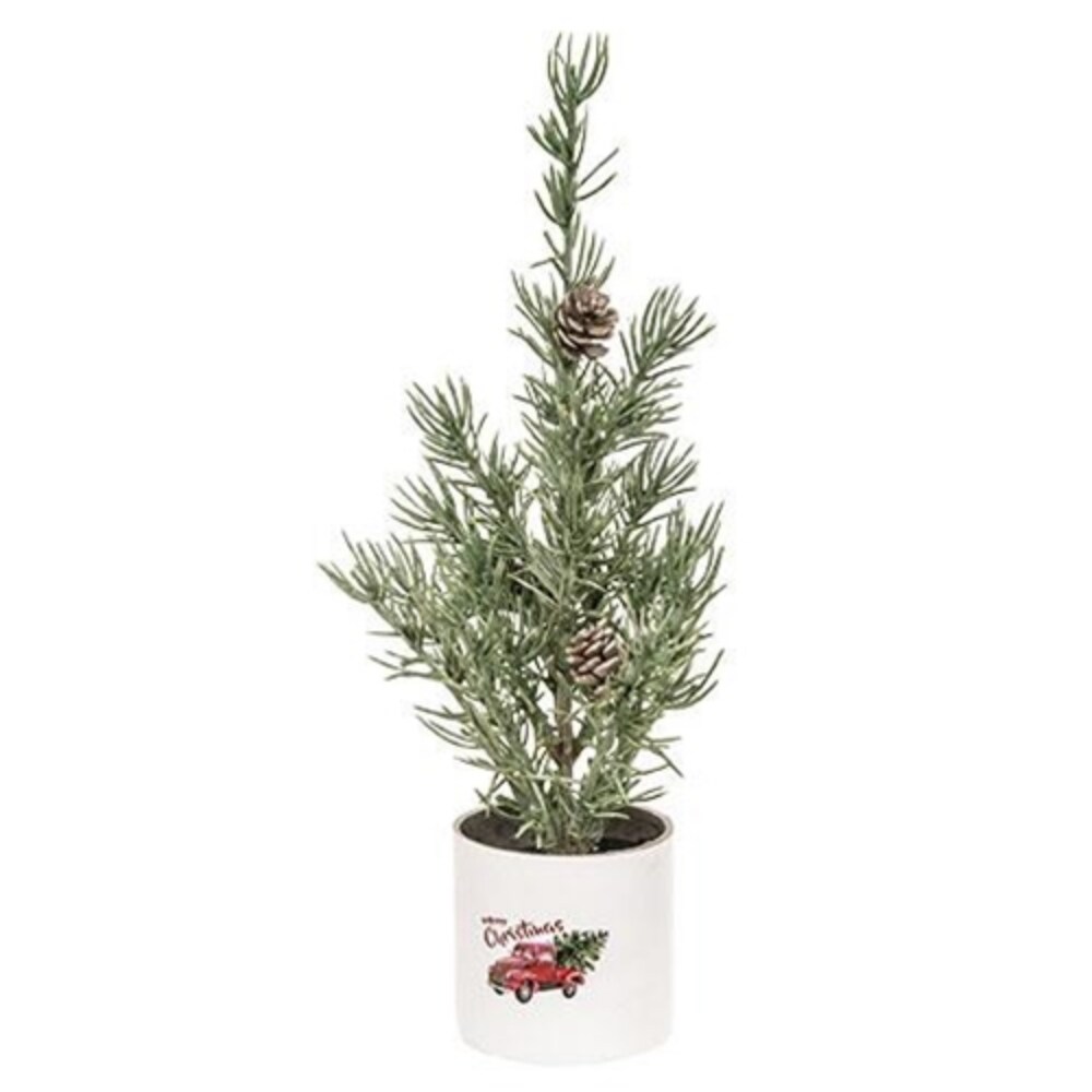 Mini Alpine Tree In &#x22;merry Christmas&#x22; Truck Pot