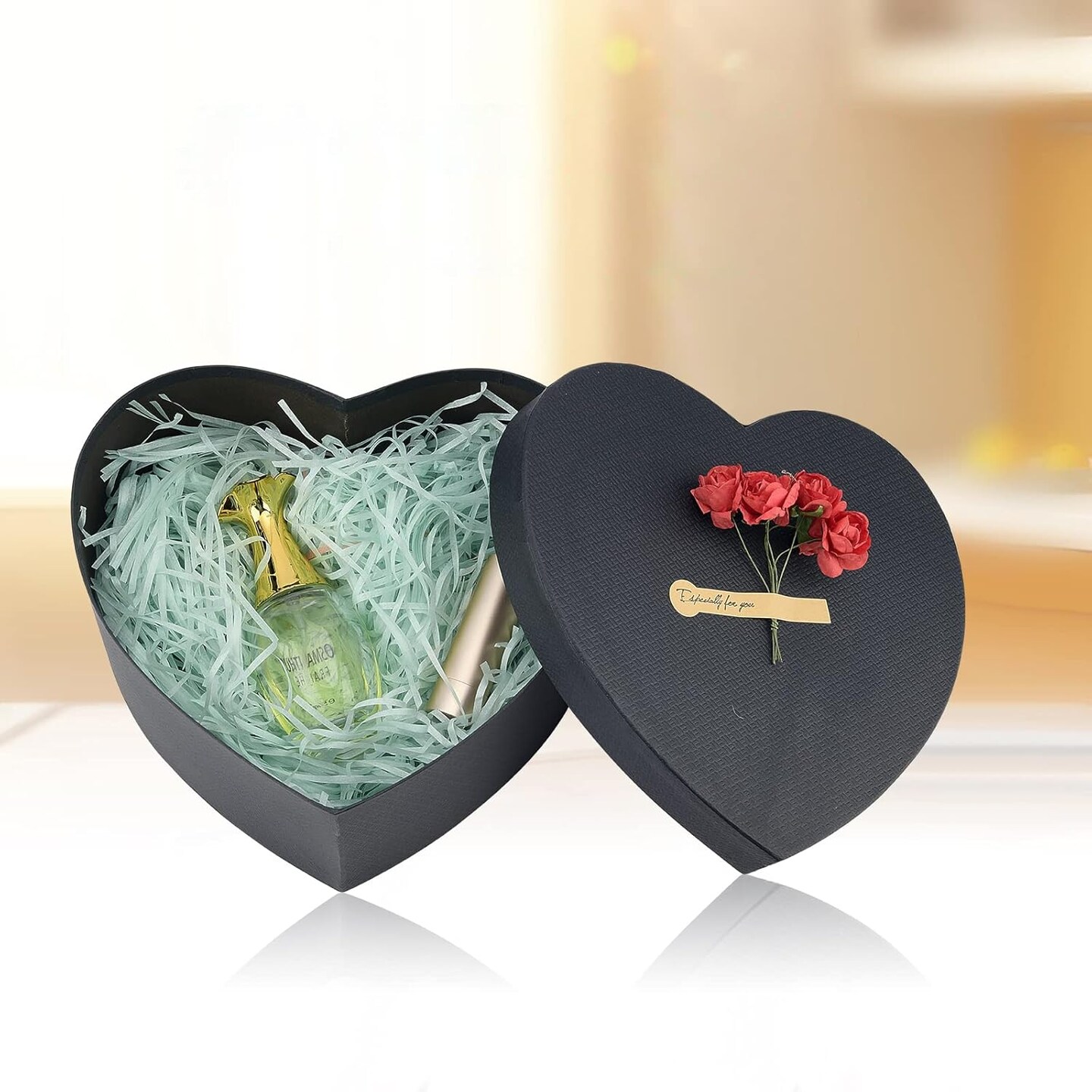 3 Set Heart Shape Present Boxes, Black Decorative Gifting Box