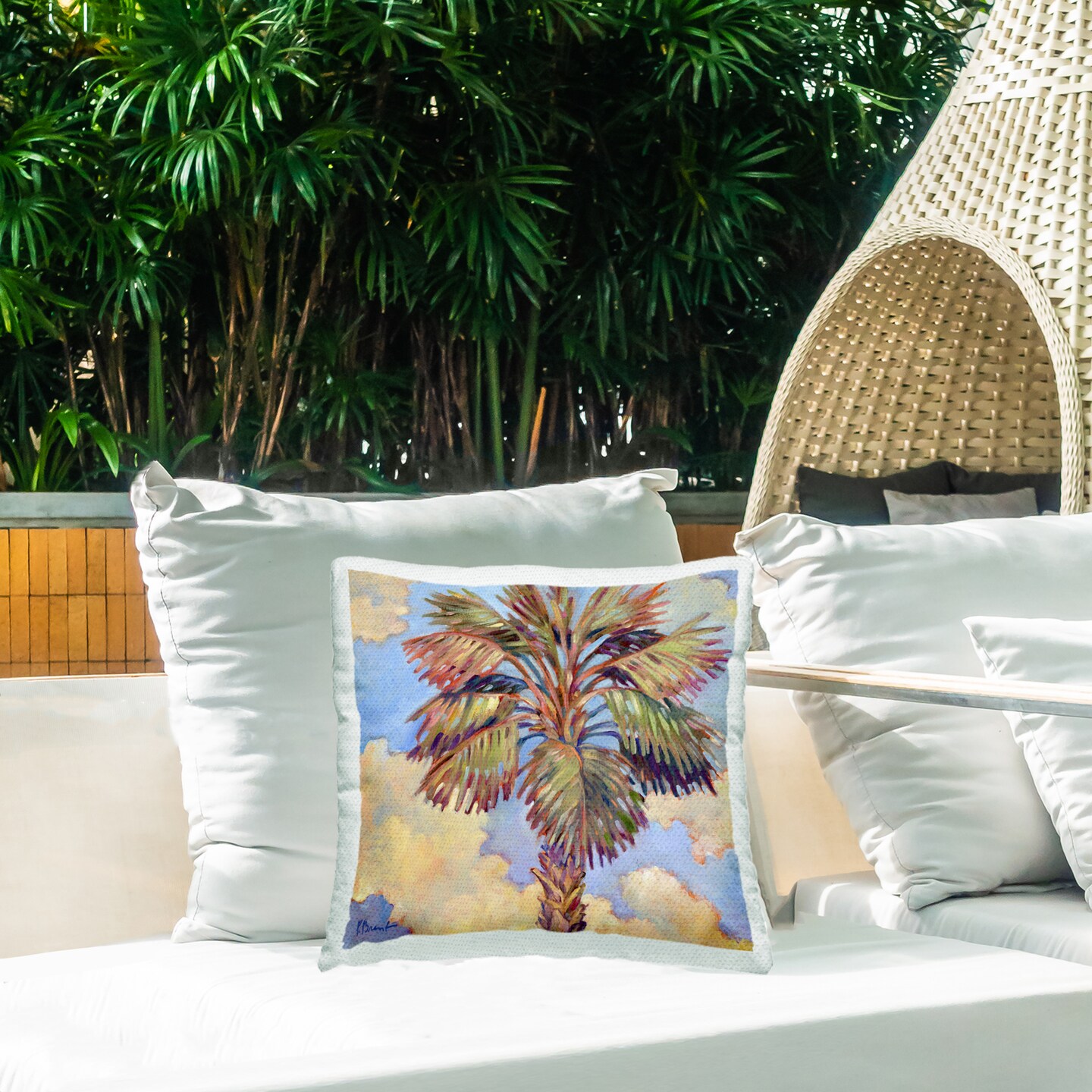 Santa Rosa Palm Outdoor Printed Pillow Design by Paul Brent, 18 x 7 x 18
