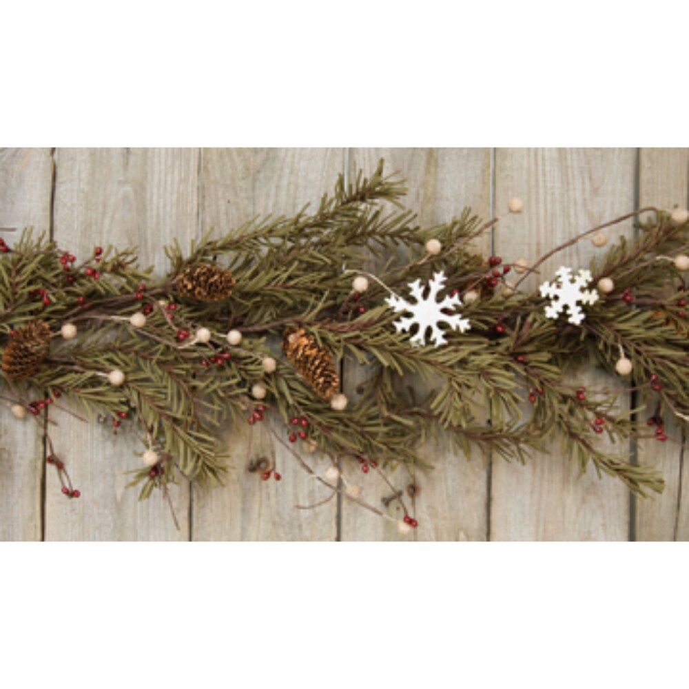 Pine &#x26; Snowflakes Garland - 4ft