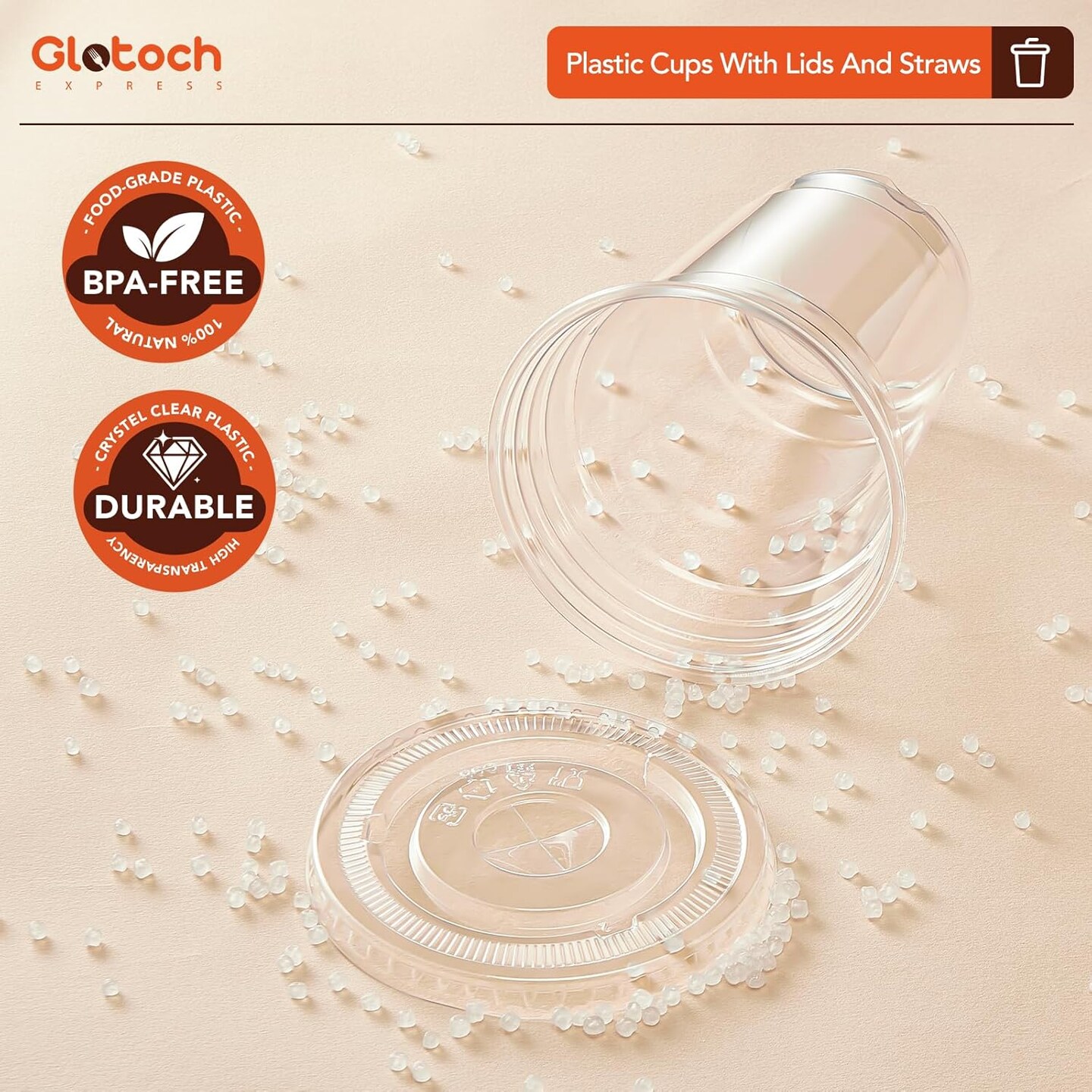 Plastic Iced Coffee Cups with Lids and Straws [100 Sets - 16oz] Disposable Clear Crystal Plastic Cups with Lids BPA Free Small To Go Cold Cup for Cold Drinks, Milkshake, Juice