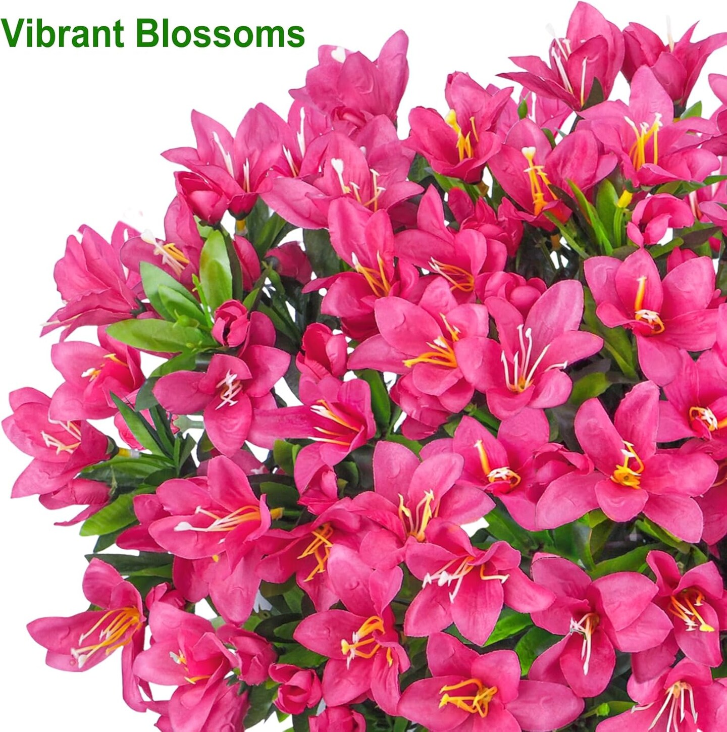 Decor 8 Bundles Artificial Flowers for Outdoors, Fake Silk Flowers Azalea Plants UV Resistant for Summer Front Door Planter Garden