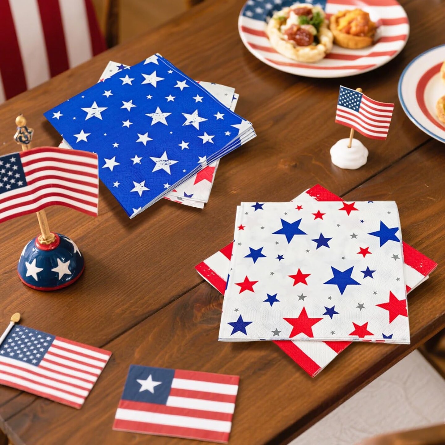 4th of July Party Supplies Set - American Flag Patriotic Theme Kit for Independence & Election Day Decorations,Disposable Paper Napkins for Patriotic & 4th of July Party Decorations,48 Pack