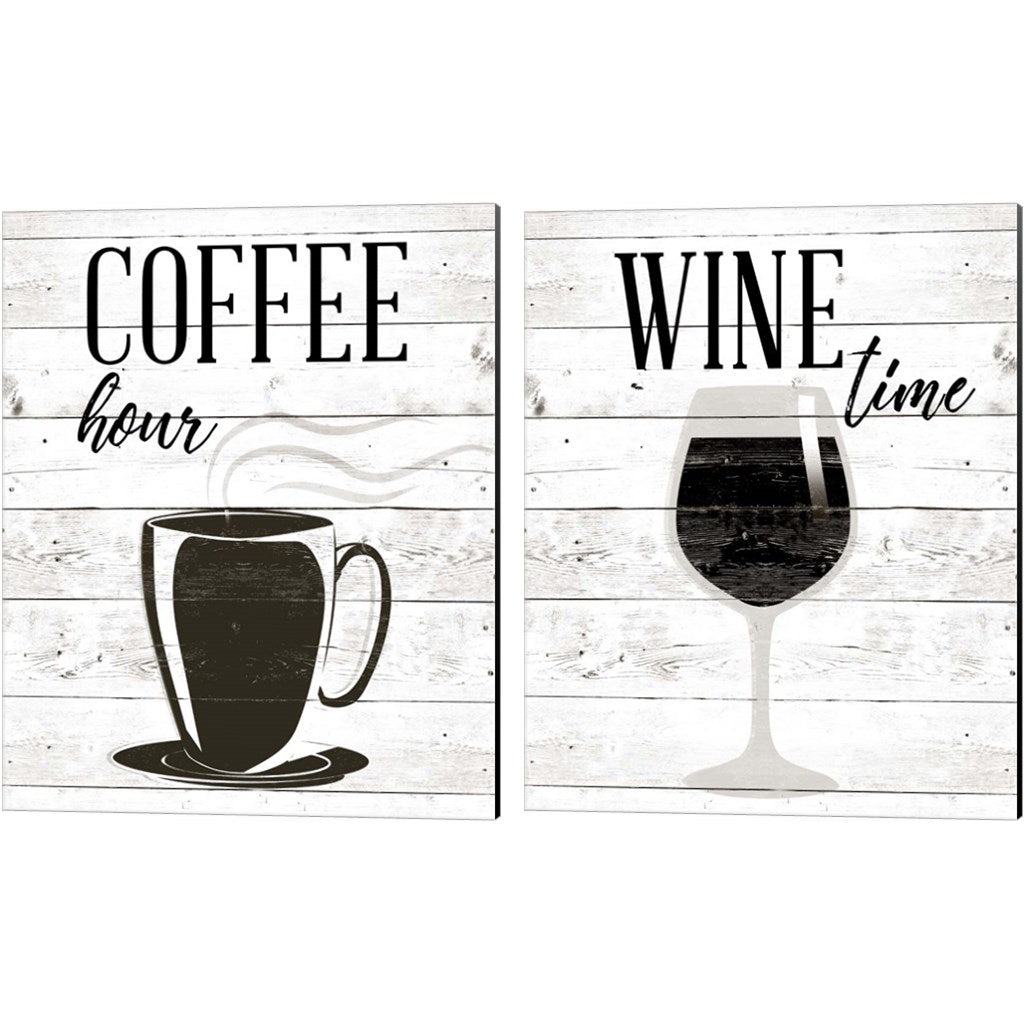 Coffee Hour & Wine Time by SD Graphics Studio, 2 Piece Canvas Art Set 16x20