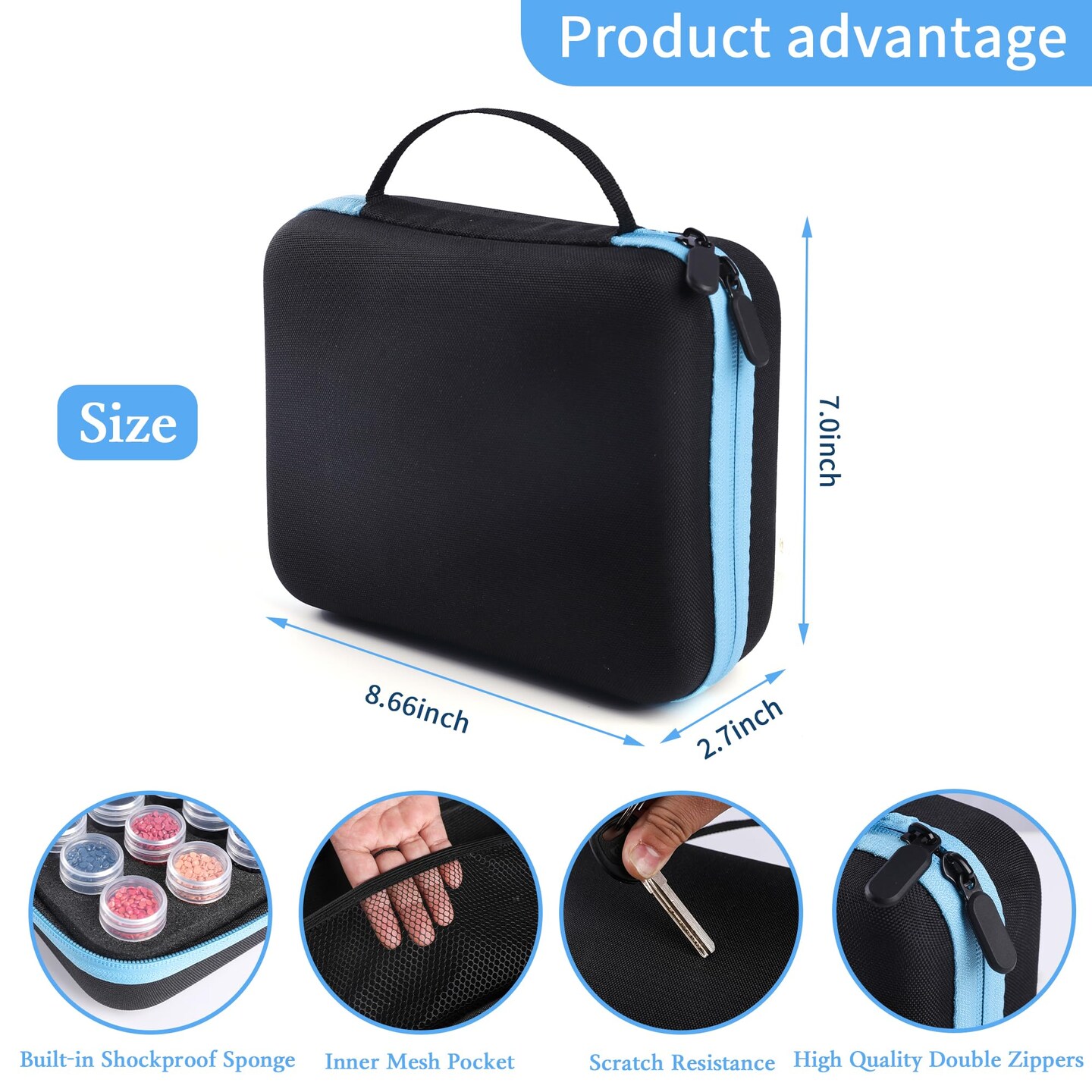 30 Slots Diamond Art Storage Containers for Adults Portable Bead Storage Boxes for Diamond Painting Accessories and Tools(Blue)