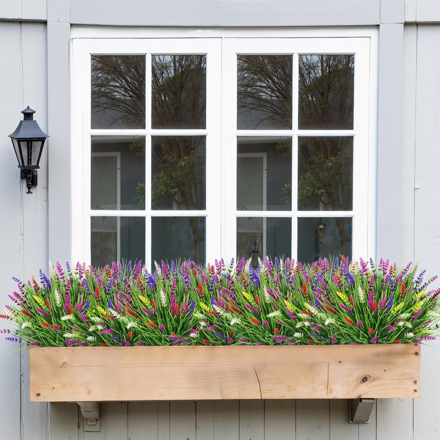 Artificial Lavender Flowers for Outdoors – 24 UV-Resistant Faux Flower Bundles, Mixed Colors, Plastic Plants for Home, Garden, Porch, Window Box, Indoor & Outdoor Decor