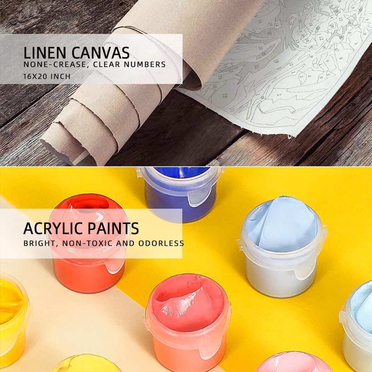 Paint by Numbers DIY Acrylic Painting Kit for Kids &#x26; Adults Beginner &#x2013; Colorful Cute Cat Pattern