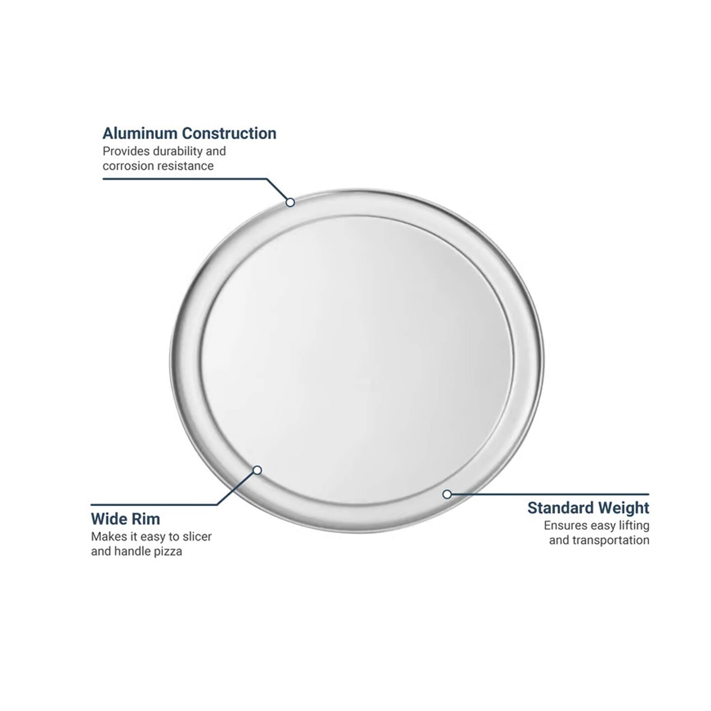 Wide Rim Aluminum Pizza Pan Round Solid 18 Inch