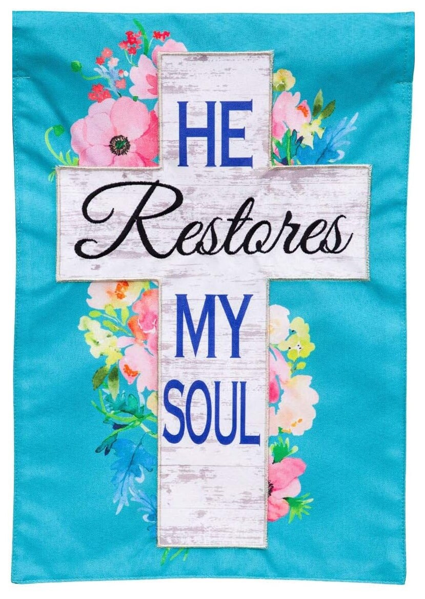 He Restores My Soul 2 Sided Easter Garden Flag