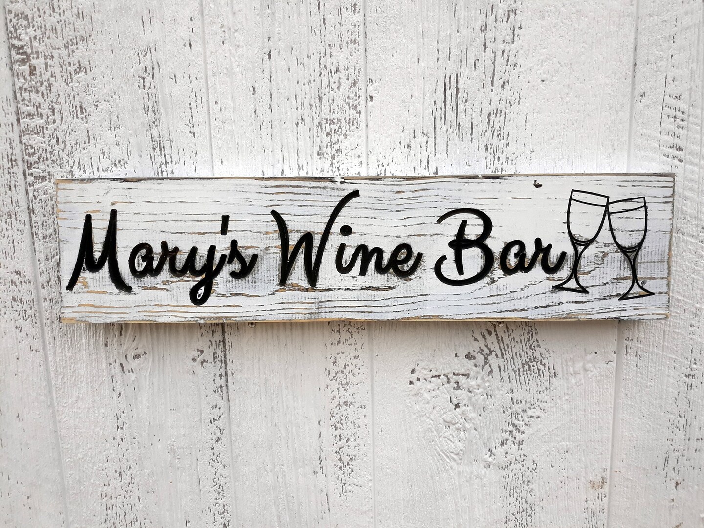 Custom Wine Bar Sign, Personal Bar Sign, Carved Distressed Wooden Sign, Rustic Farmhouse Kitchen Decor, Painted Wood Sign product 3