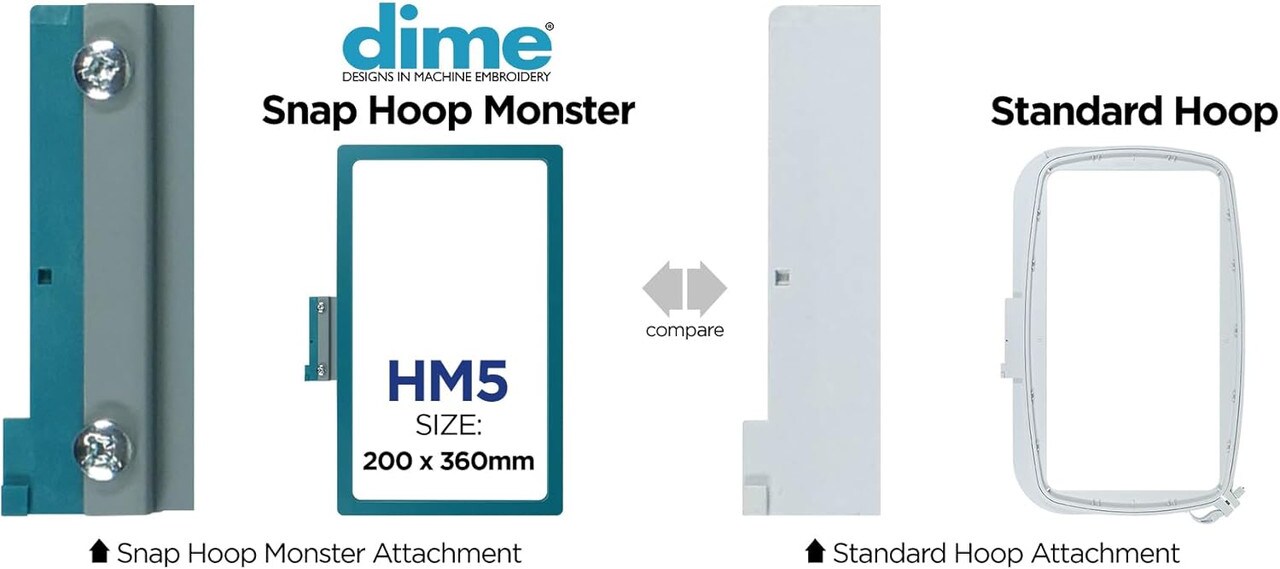 DIME - Snap Hoop Monster 200 x 360 mm Magnetic Hoop for Husqvarna Viking/PFAFF Embroidery Machines- HM5/ SH00D5M
