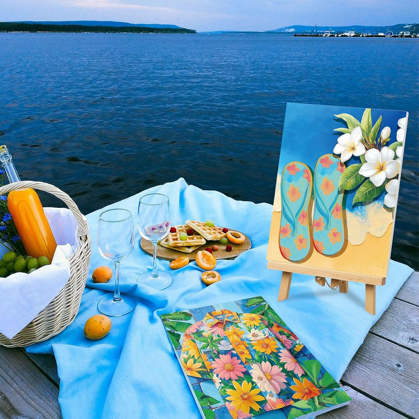 24 Pack Pre-Drawn Canvas Painting Kit for Adults, 8x10 Inch Hawaii
