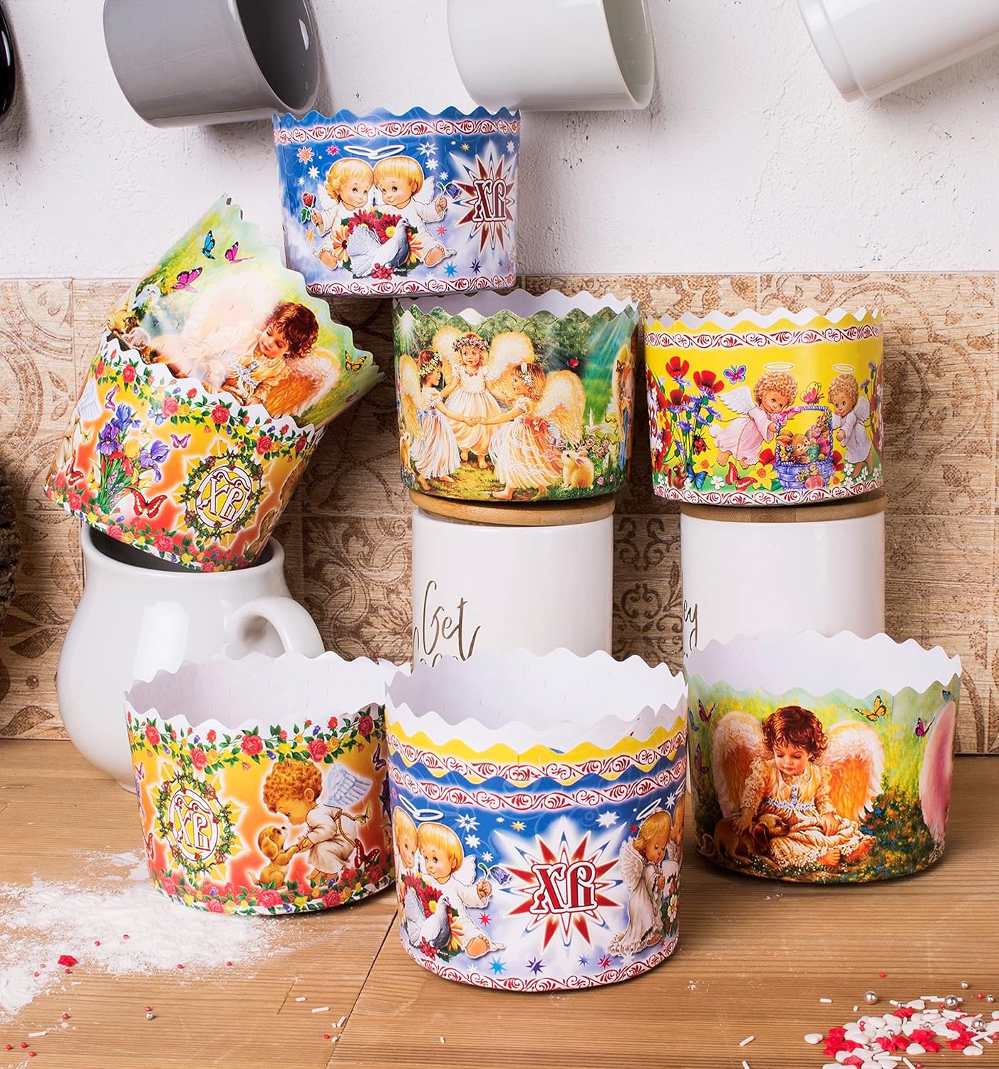 12 oz Easter Bread Baking Paper Molds | 12 Pack Forms | Round Non Stick Kulich Paska Mold - Panettone Paper Mold W 4.33 x H 3.35-In