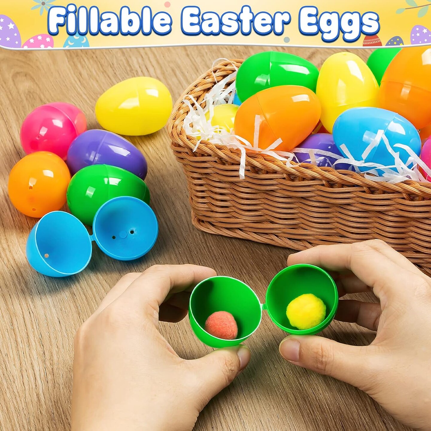 500 PCS Plastic Easter Eggs, 2.4'' Bulk Empty Easter Eggs in 6 Colors, Hinged Fillable Eggs for Easter Egg Hunt, Surprise Eggs, Basket Stuffers Fillers