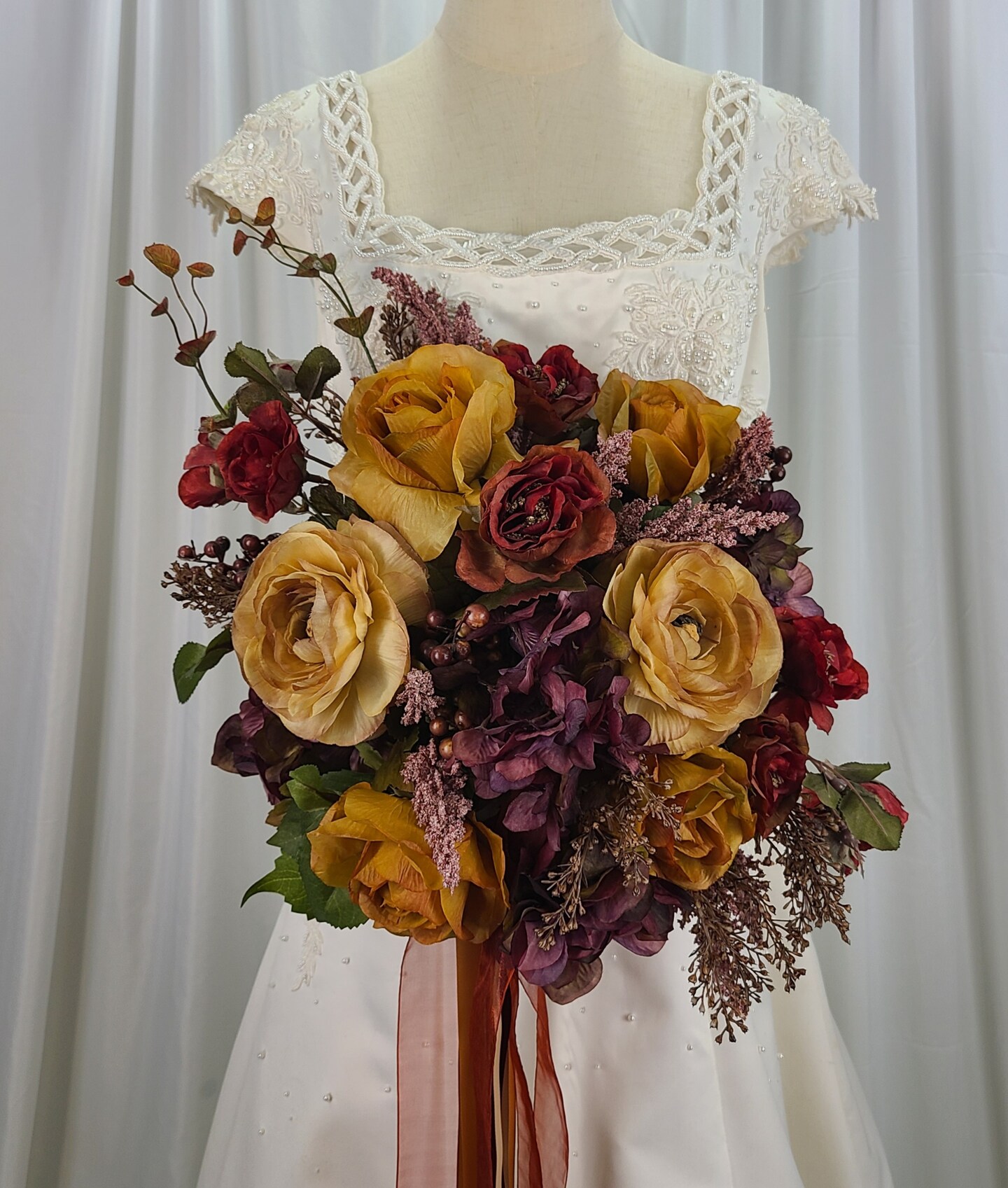 Deep Autumn Jewels Faux Silk Wedding Bouquet | MakerPlace by Michaels, image size:916x1080