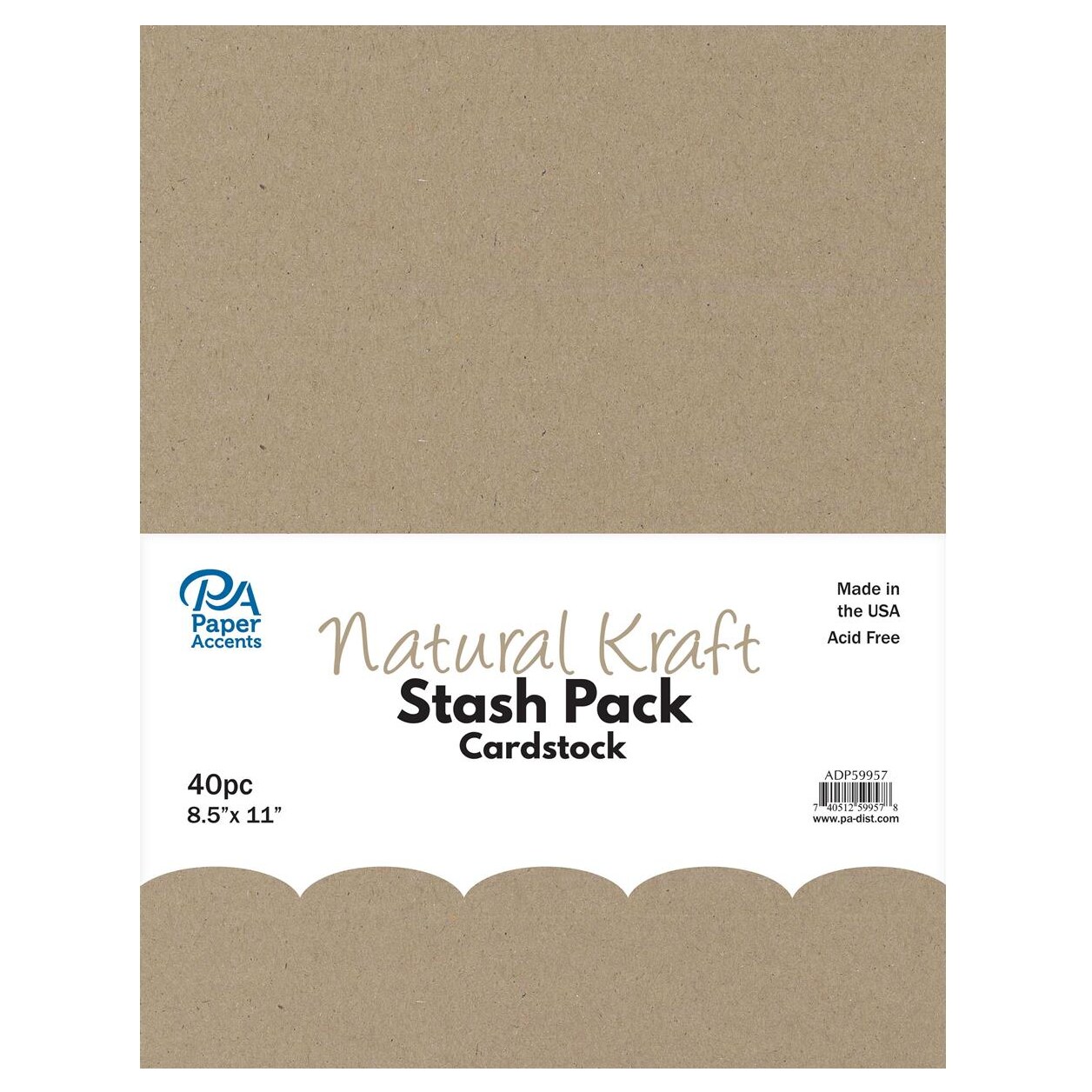 PA Paper Accents Stash Pack Cardstock Pack 8.5&#x22; x 11&#x22; Natural Kraft, colored cardstock paper for card making, scrapbooking, printing, quilling and crafts, 65lb., 40 pieces