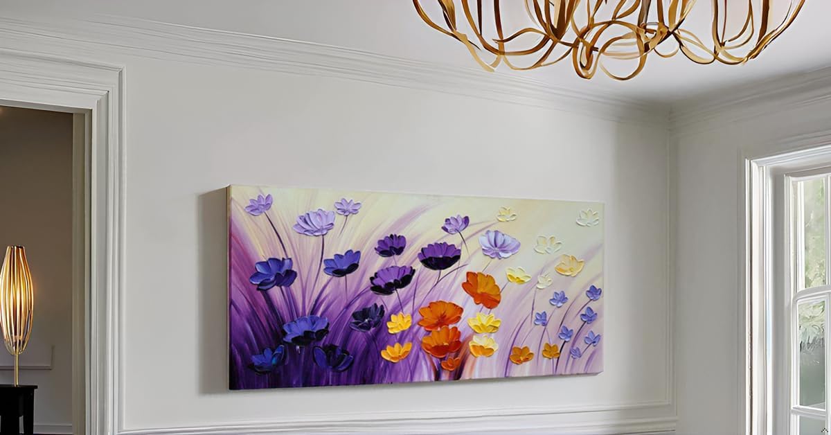 Flower Canvas Wall Art - Hand Painted Colorful Poppy Painting