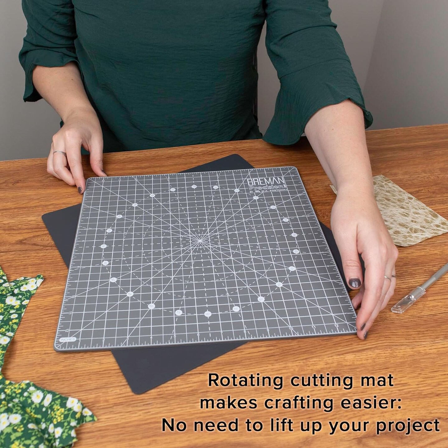 Rotating Self Healing Cutting Mat Set - 13x13 Inch Rotating Cutting Mat for Sewing and Quilting