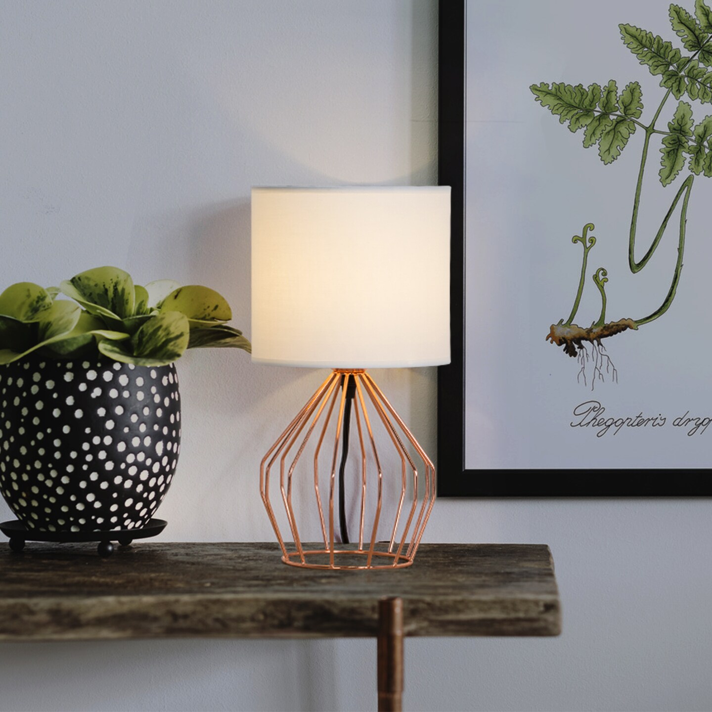 Rose Gold Bedside Table Lamp Modern Hollow Base