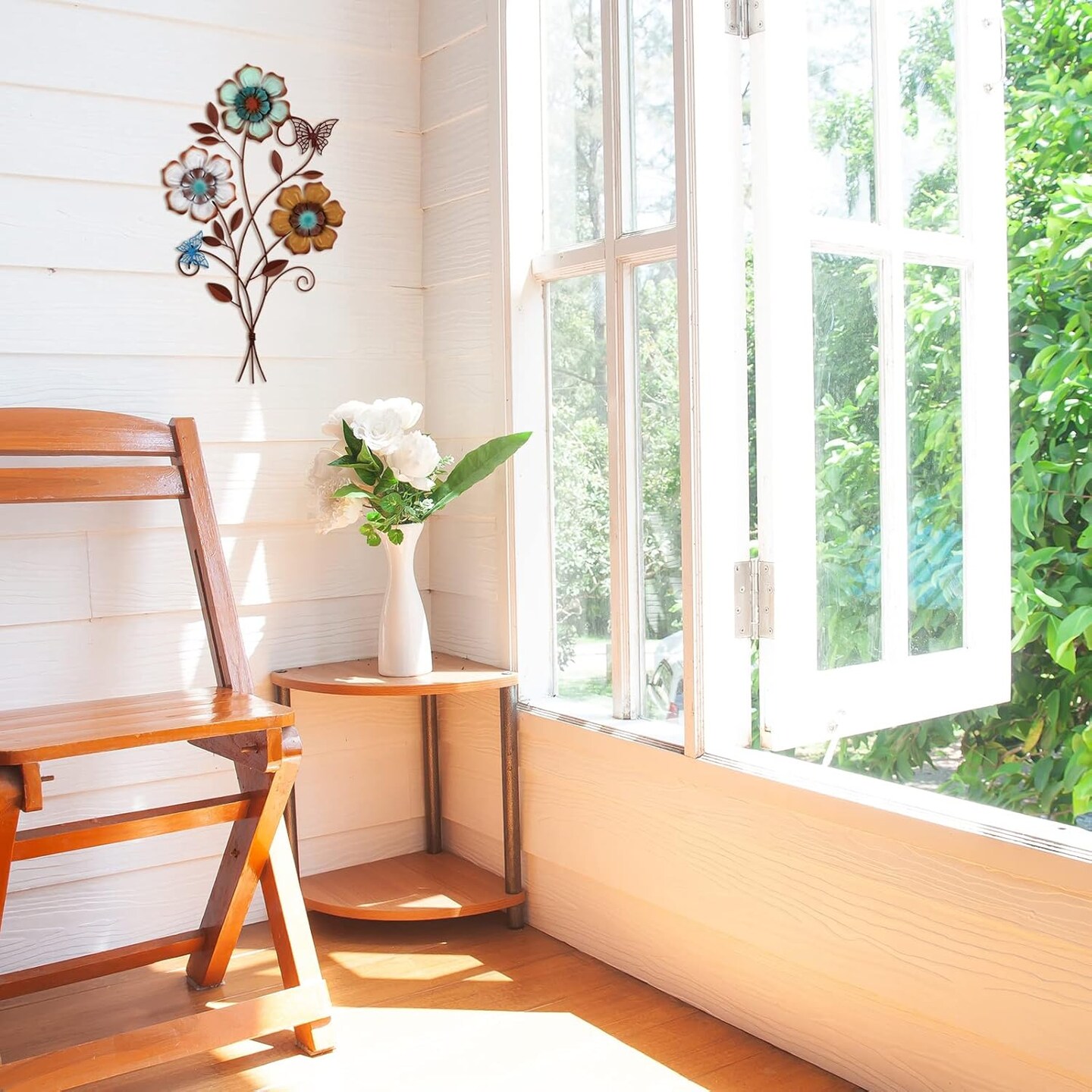 Tricolor Metal Flower Wall Art 15x9.1” – Rustic Home & Indoor/Outdoor Decor