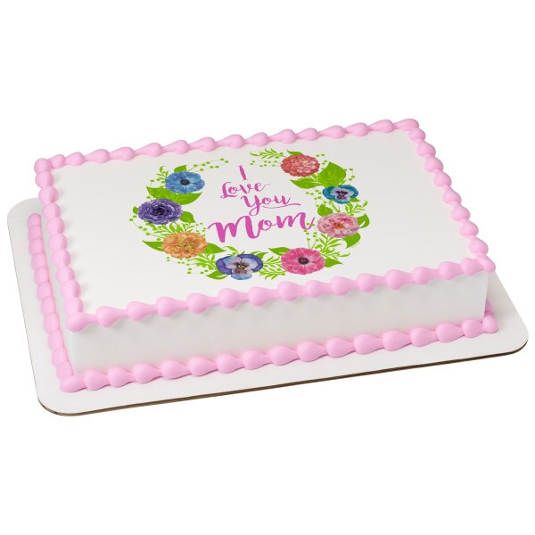I Love You Mom Edible Cake Topper Image 1/4 sheet