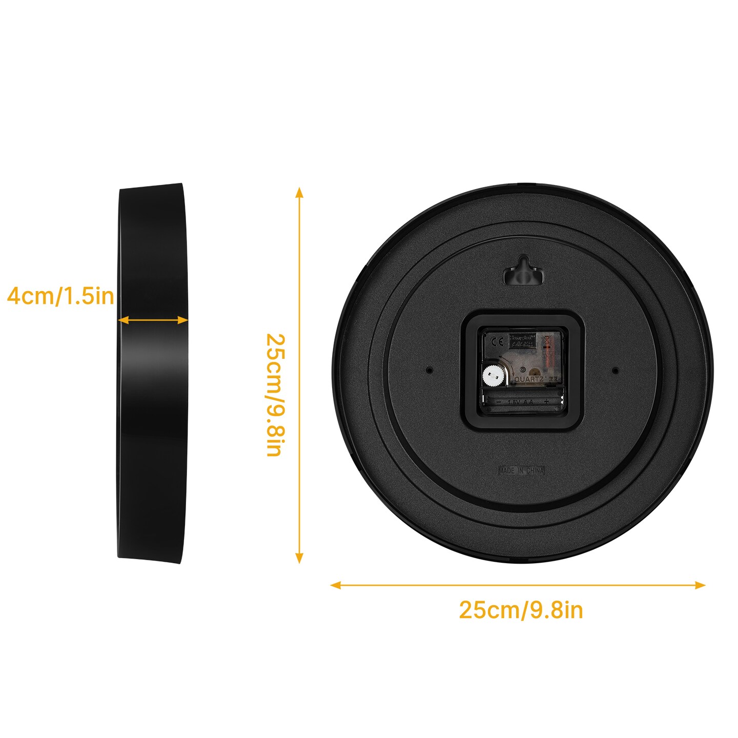 Modern 9.8-Inch Silent Wall Clock – Minimalist Design, Battery Operated