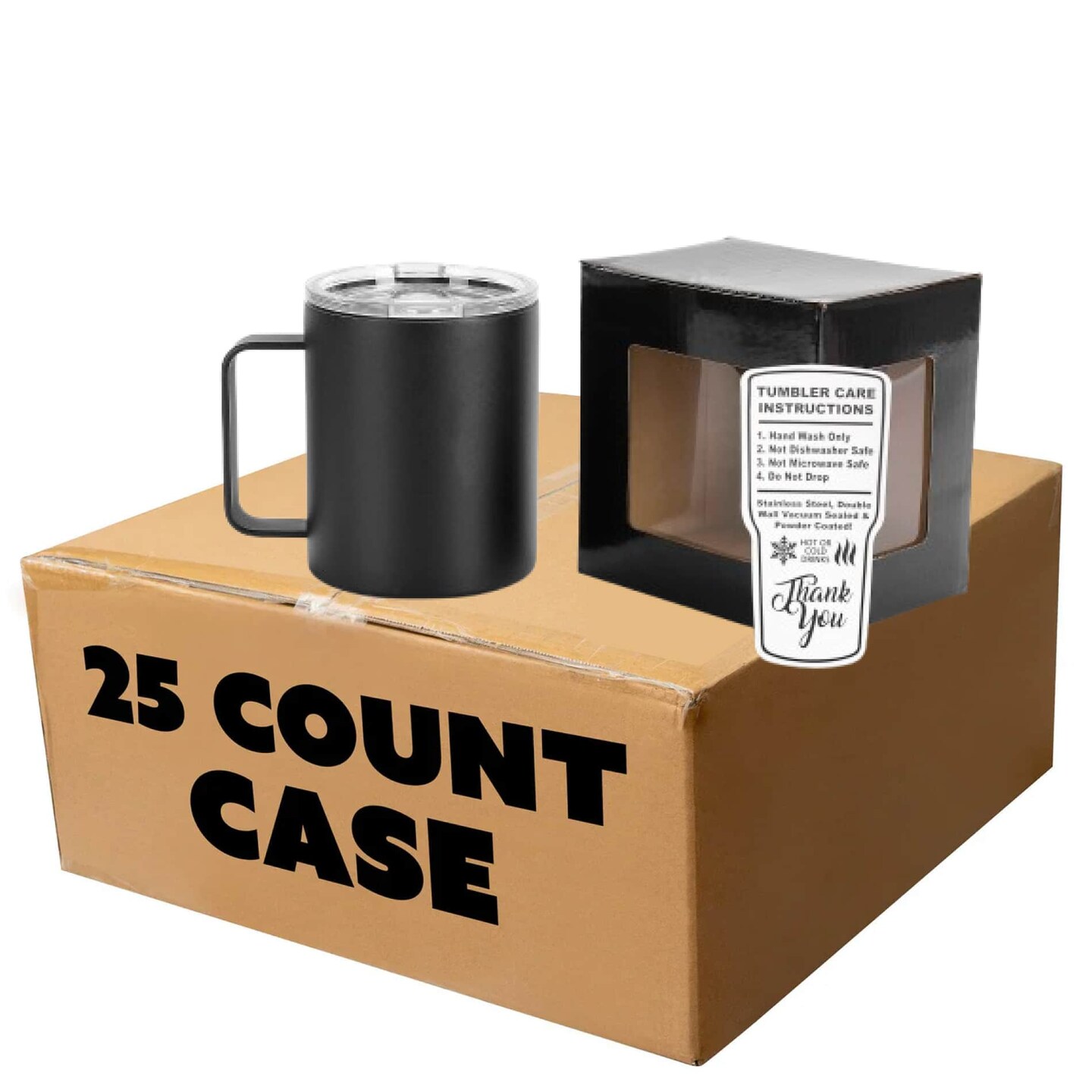 Makerflo 12 oz Powder Coated Camper Mug with Leak-Proof Clear Lid, Ideal for Craft and Personalization (Laser Engraving, UV DTF, Epoxy, and Vinyl)