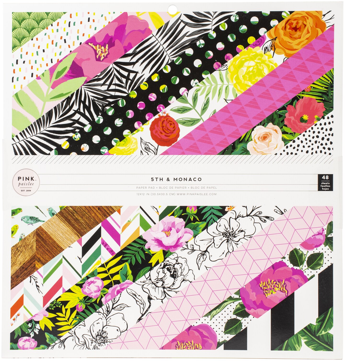 Pink Paislee Single-Sided 12x12" Paper Pad 48/Pkg-5th & Monaco