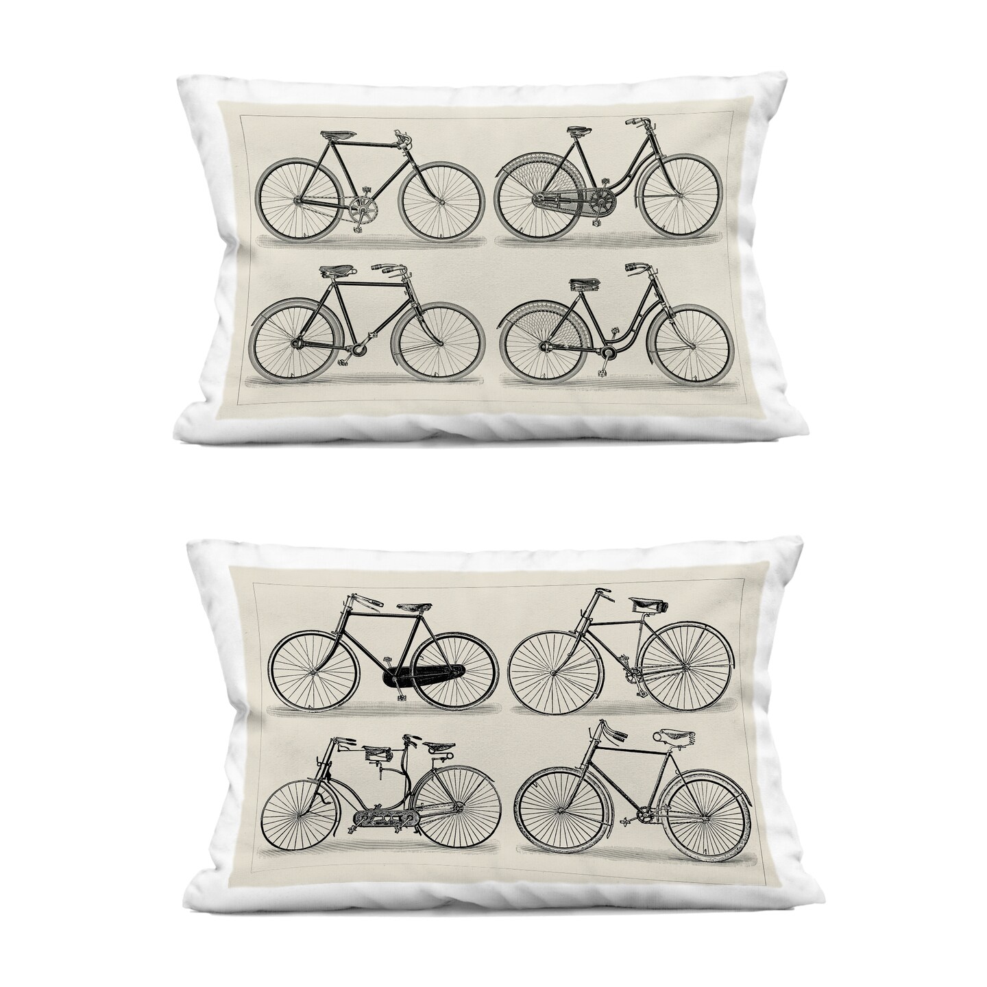 Stupell Industries Vintage Bicycle Styles 2pc Decorative Printed Throw Pillow Set Design by Vision Studio, 14 x 7 x 20