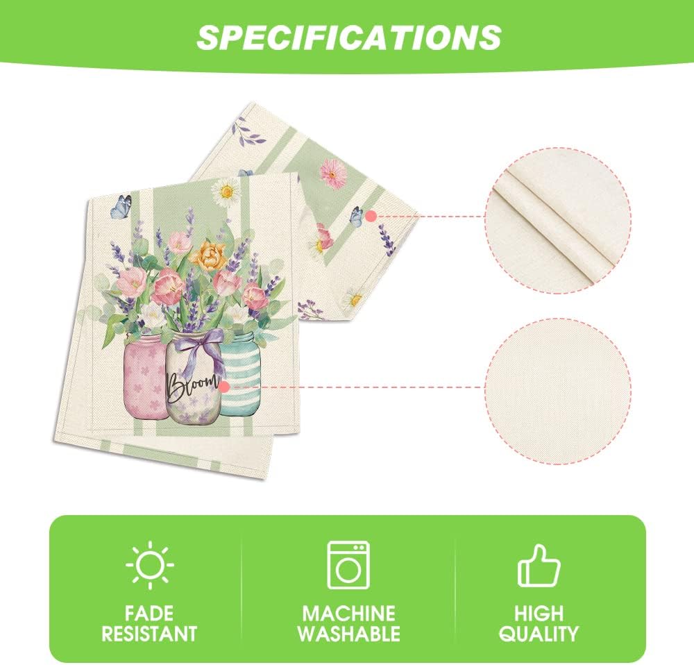 Vase Bloom Tulip Lavender Summer Table Runner, Seasonal Spring Kitchen Dining Table Decoration for Home Party Decor 13x72 Inch