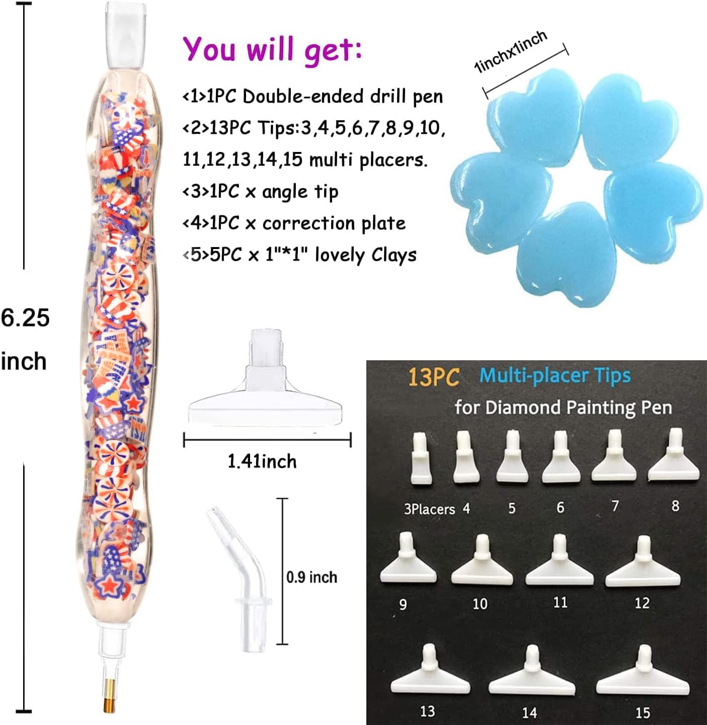 Diamond Painting Pen, 5D Diamond Painting Drill Pen, Diamond Art Tool Accessories Kit, Rhinestone Gem Picker for Diamond Art Nail USA Blue