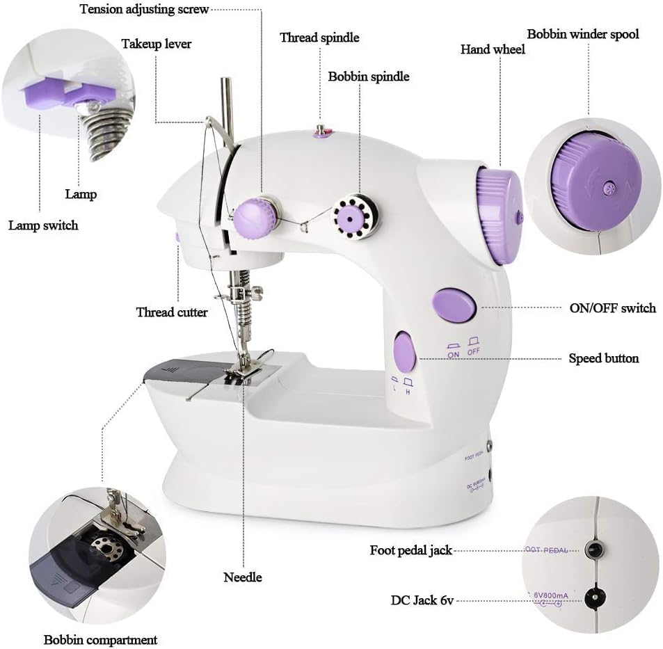 Sewing Machine, Portable Sewing Machine for Beginners Adult, Electric Crafting Speed Crafting Mending Machine Electric Overlock Sewing Machines for Sewing of Silks, Denim, Wool, Leather