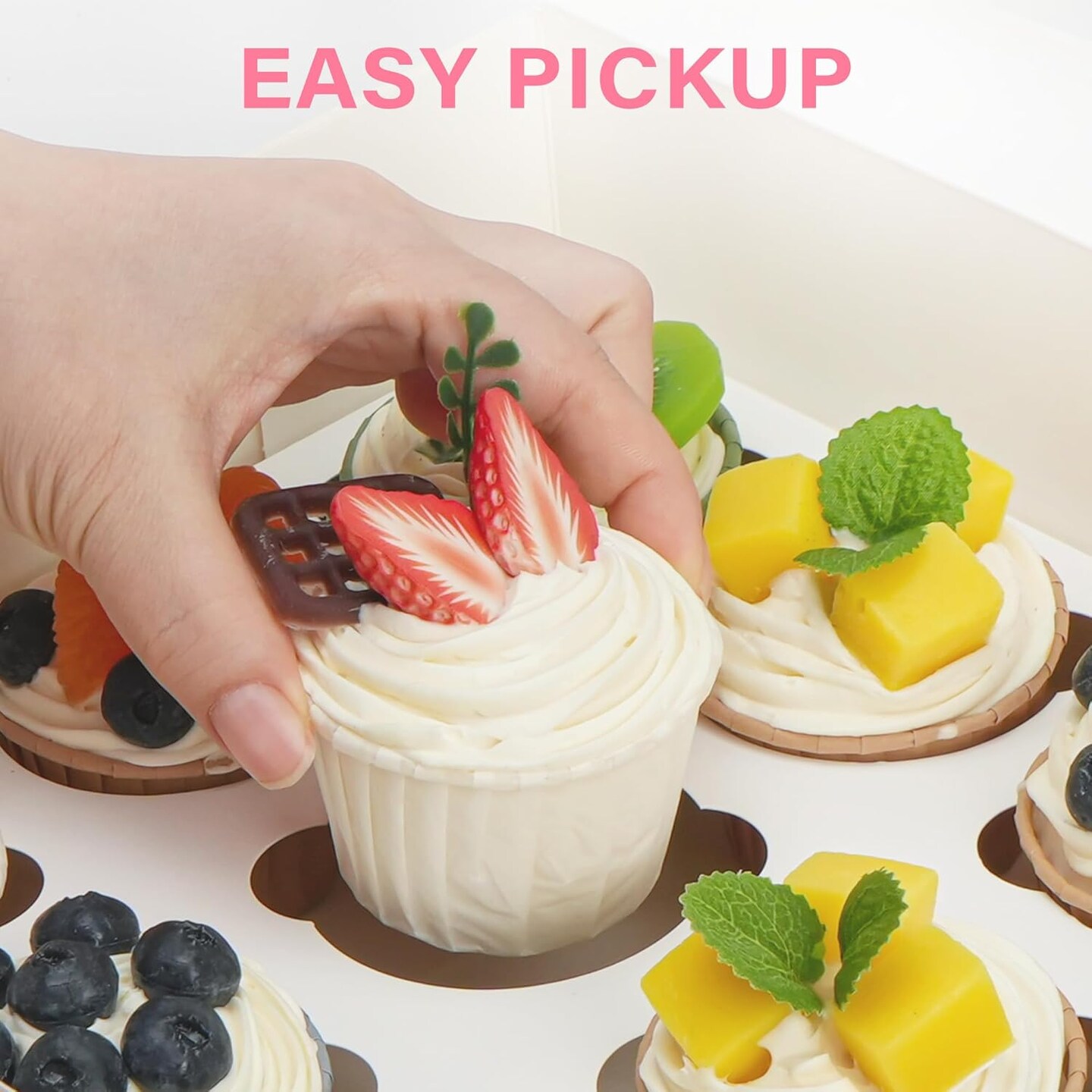 8 Set Cupcake Boxes 12 Count, Cupcake Containers with Window Holding 96 Cupcakes, Food Grade Cupcake Holder, Bakery Pastry Boxes for Birthday Holiday Party, White