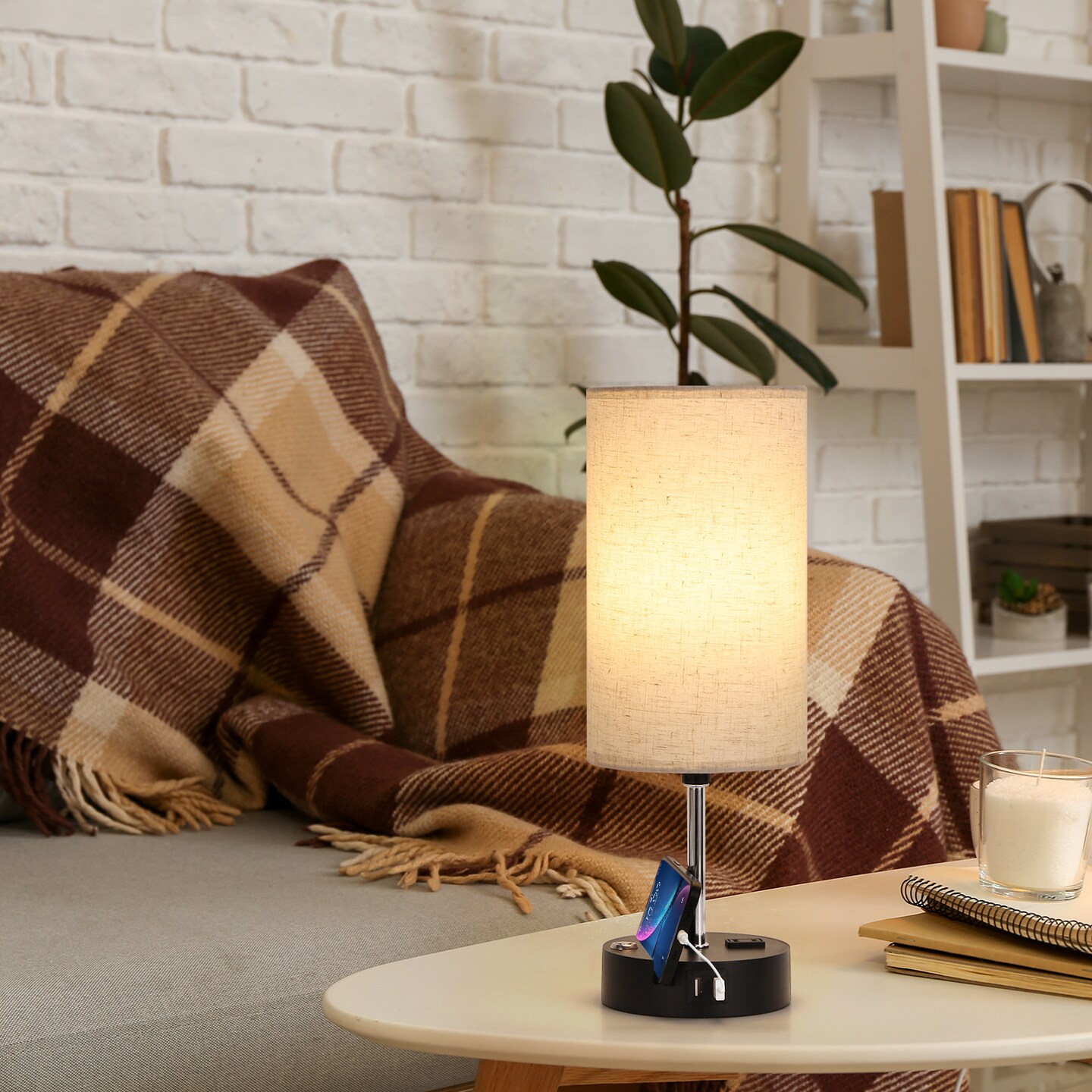 2pcs Touch Control Table Lamps with USB Ports Nightstand Lamp for Living Room