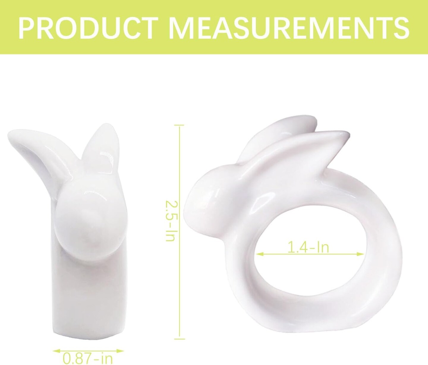 Set of 4 Porcelain Rabbit Napkin Rings – Vintage White Easter Bunnies