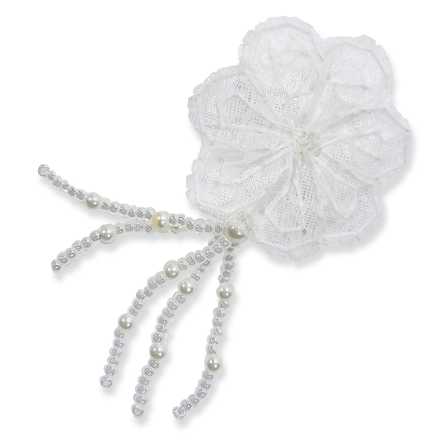 Vintage Bridal Pearl Crystal Flower with Drops Applique