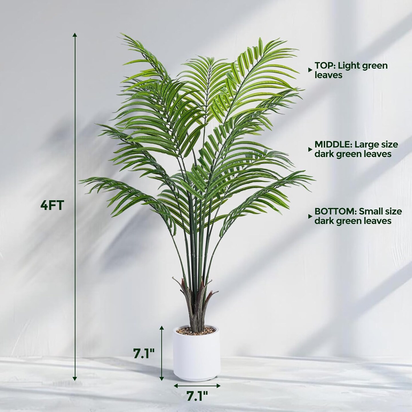 Artificial Areca Palm Tree 4FT Fake Potted Plant 2 Pack Faux Silk Tropical Areca Palm with 12 Trunks &#x26; Real Bark Design, Large Aritificial Plant in Pot for Home Living Room House Warmming Floor Decor