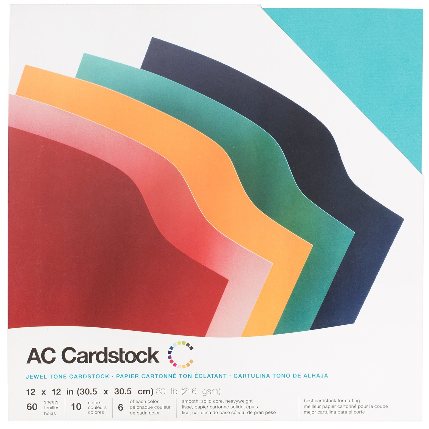 AC Smooth Cardstock 12"X12" 60/Pkg-Jewel Tones