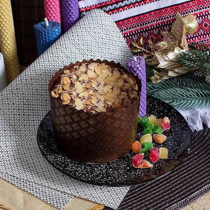 12oz Panettone Paper Baking |Molds - 12pcs, H 3.14x4.33″ W (8cm x11cm) Kulich Mold - Round Panettone Paper Baking Molds - Pans Paper Panettone - Easter Bread Paper Baking Form