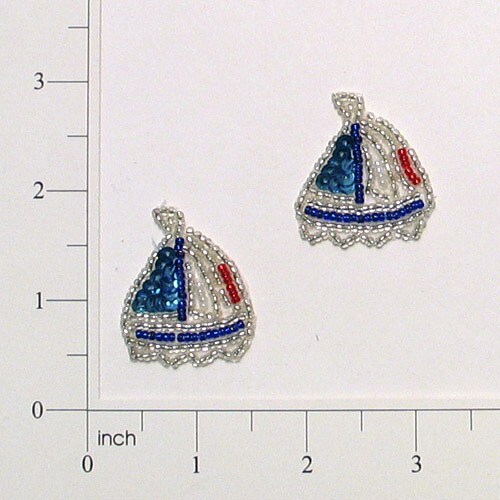 Sailboat Nautical Sequin Applique/Patch Pack of 2
