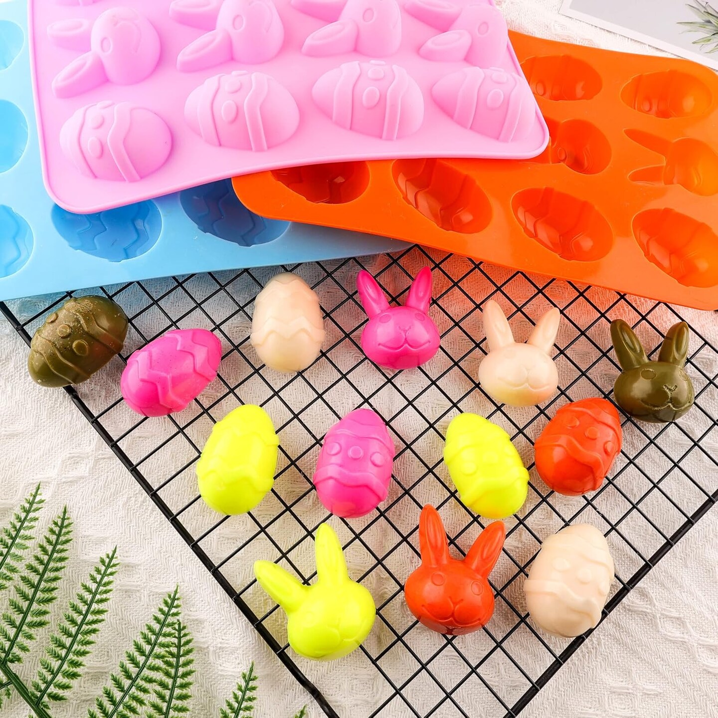 Easter Egg Silicone Bunny Silicon Molds for Chocolate 4 Packs Egg Shaped Mold Baking Pan Resin Cake Chocolate Mold Silicone Candy Pan for Easter Party